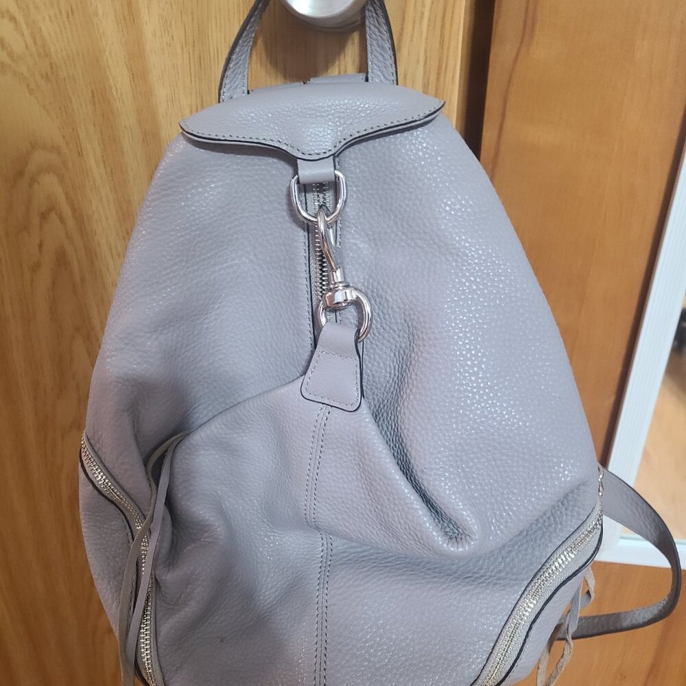 Light gray pebble-grain leather, medium-sized backpack in great condition